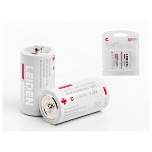 Батарейка C LR14 1,5V alkaline 2шт. leiden electric (808004)