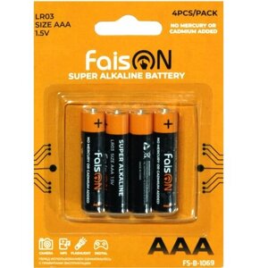 Батарейка faison super alkalinelr03-4BL, 1.5B, AAA, FS-B-1069 (4 шт.)
