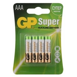 Батарейка GP Super Alkaline 24A LR03 24A-CR4 1.5V, 4шт, 1.15Ah, size A
