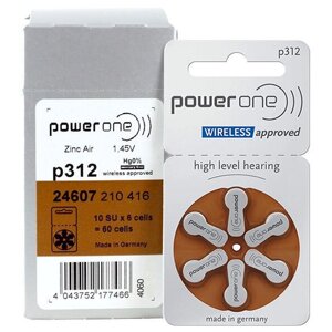 Батарейка Power One P312, в упаковке: 60 шт.