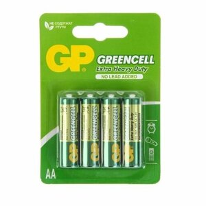 Батарейка солевая GP Greencell Extra Heavy Duty, AA, R6-4BL, 1.5В, блистер, 4 шт. (комплект из 7 шт)