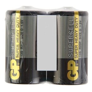 Батарейка солевая GP Supercell Super Heavy Duty, 13S R20Р, 1.5В, спайка, 2 шт. 470404