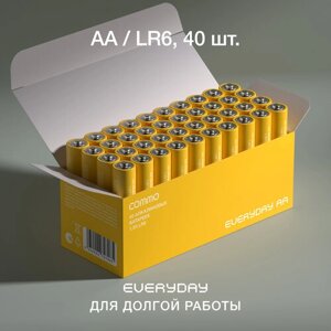 Батарейки пальчиковые алкалиновые COMMO Everyday Batteries, LR6-АА, 40 штук в упаковке