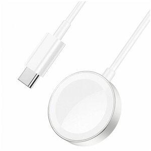 Беспроводная зарядка для Apple Watch series 1-8/SE, Hoco CW39C c кабелем Type-C 1.2 м, Белый