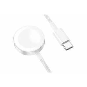 Беспроводная зарядка для Apple Watch series 1-8/SE/Ultra, Hoco CW46 c кабелем Type-C 1.2 м, Белый