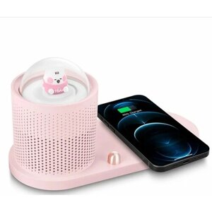 Беспроводное зарядное устройство для мобильного телефона-ночник Vivacat, розовая