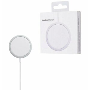 Беспроводное зарядное устройство/ MagSafe/ 15W/ Быстрая зарядка для iPhone/ White