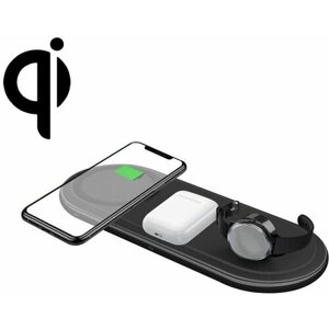 Беспроводное зарядное устройство OJD-56 3 in 1 10W Quick Charger для зарядки смартфонов, часов и наушников (Black)
