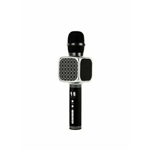 Беспроводной микрофон-караоке/ колонка / черного цвета с серебристыми вставками