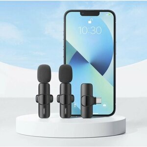 Беспроводной микрофон REMAX 2-in-1 Wireless Live-Stream Microphone K03 Type-c, Черный