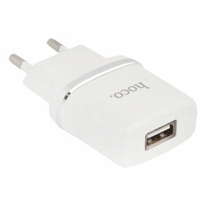 Блок питания (сетевой адаптер) HOCO C11 с 1 USB портом 1,0 A с microUSB кабелем белый