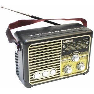 Bluetooth радиоприемник в стиле "Ретро" со сменным аккумулятором и фонариком Meier M-550BT Тёмный