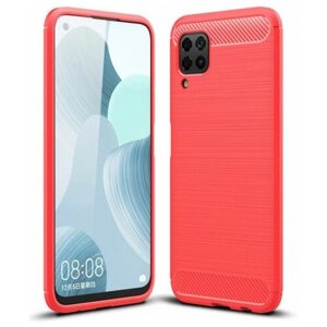 Brodef Carbon Силиконовый чехол для Huawei P40 Lite красный