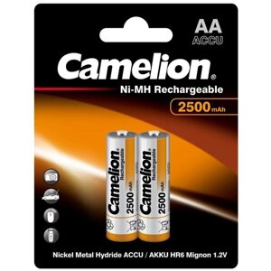Camelion, AA2500mAh/2BL, аккумуляторная батарейка, Ni-Mh, в блистере