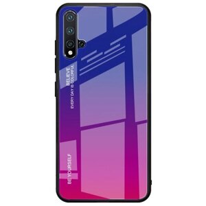 Чехол-бампер Mypads для Samsung Galaxy A40 SM-A405F (2019) силиконовый с закаленным стеклом на заднюю крышку «тематика Градиент» фиолетовый