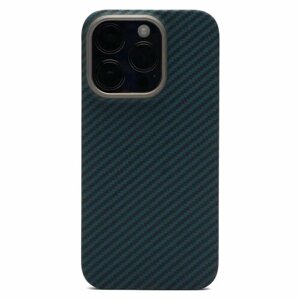 Чехол для iPhone 13 Pro Max KZDOO Keivlar / Противоударный кевларовый чехол айфона 13 Про Макс/ Карбон / Черно-синий