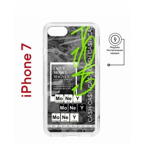 Чехол для iPhone 7/8/SE 2022 Kruche Print MagSafe Money Easy, противоударный силиконовый бампер с рисунком, пластиковый кейс МагСейф с защитой камеры