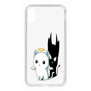 Чехол для iPhone X/XS Kruche Print Angel Demon, противоударная пластиковая накладка с рисунком, защитный силиконовый бампер с принтом и защитой камеры