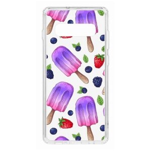 Чехол для Samsung Galaxy S10 Plus Kruche Print Ice Cream, пластиковая накладка, силиконовый бампер с защитой камеры, защитный прозрачный кейс с рисунком