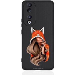 Чехол для смартфона Honor 90 черный силиконовый Foxy Girl/ Лисичка