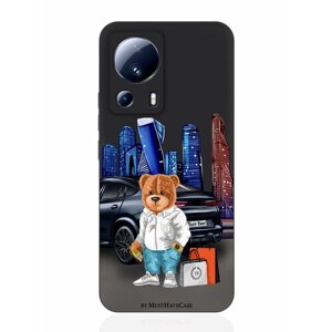 Чехол для смартфона Xiaomi Mi 13 Lite черный силиконовый Tony Moscow city/ Тони Москва Сити