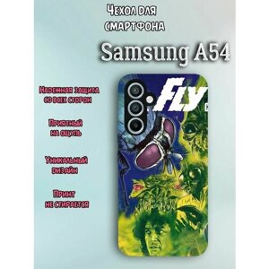 Чехол для телефона Samsung A54 c принтом муха надпись fly вырезка из комиксов