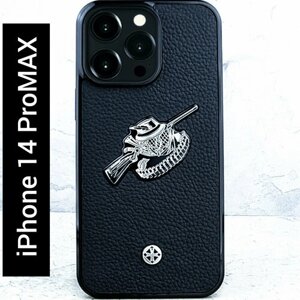 Чехол iPhone 14 Pro Max / Euphoria Hunting Black Leather - Euphoria HM Premium - натуральная кожа, охота