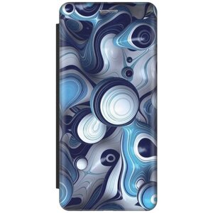 Чехол-книжка Бело-синие капли на Samsung Galaxy A3 (2017) / Самсунг А3 2017 черный