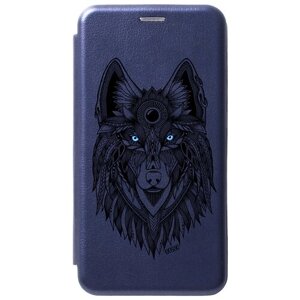 Чехол-книжка Book Art Jack для Samsung Galaxy Note 10 с принтом "Grand Wolf" синий