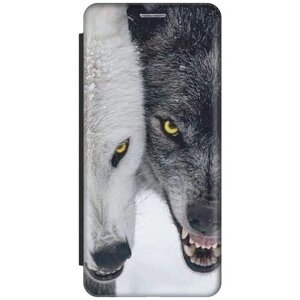 Чехол-книжка Два волка на Samsung Galaxy S22 Ultra / Самсунг С22 Ультра черный