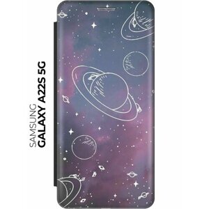 Чехол-книжка Космос на закатном небе на Samsung Galaxy A22s 5G / Самсунг А22с черный