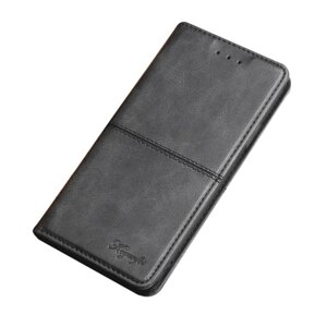 Чехол-книжка MyPads для LG V30/ V30S ThinQ из качественной импортной кожи прошитый элегантной прострочкой Ретро черный с магнитной крышкой