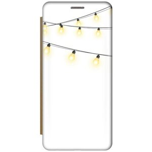 Чехол-книжка на Apple iPhone 12 Pro Max / Эпл Айфон 12 Про Макс с рисунком "Лампочки" золотой