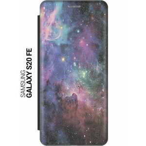 Чехол-книжка на Samsung Galaxy S20 FE, Самсунг С20 ФЕ с 3D принтом "Волшебный космос" черный