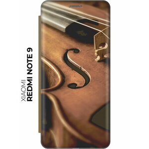 Чехол-книжка Струны скрипки на Xiaomi Redmi Note 9 / Сяоми Редми Ноут 9 золотой