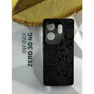 Чехол кожаный на Infinix Zero 30 4G /Чехол на Инфиникс Зеро 30 4g с защитой камеры, змея, черный