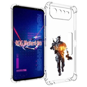 Чехол MyPads Battlefield-4 мужской для Asus ROG Phone 6 Pro задняя-панель-накладка-бампер