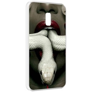 Чехол MyPads белая-змея для Meizu 15 задняя-панель-накладка-бампер