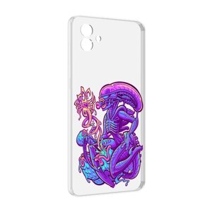 Чехол MyPads чужой фиолетовый цвет для Samsung Galaxy M04 задняя-панель-накладка-бампер