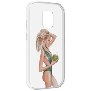 Чехол MyPads девушка-с-кокосом-в-зеленом-купальнике женский для UleFone Power Armor 14 / 14 Pro задняя-панель-накладка-бампер