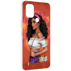 Чехол MyPads девушка-с-сумкой-мулатка женский для Nokia C31 задняя-панель-накладка-бампер