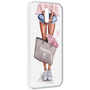 Чехол MyPads Девушка-с-сумкой женский для Alcatel 3L (2019) задняя-панель-накладка-бампер