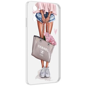 Чехол MyPads Девушка-с-сумкой женский для UleFone Note 12 / Note 12P задняя-панель-накладка-бампер