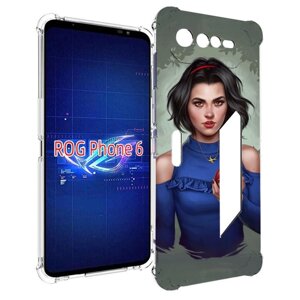 Чехол MyPads девушка-с-яблоком женский для Asus ROG Phone 6 задняя-панель-накладка-бампер