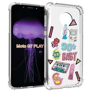 Чехол MyPads гаджеты-90х для Motorola Moto G7 Play задняя-панель-накладка-бампер