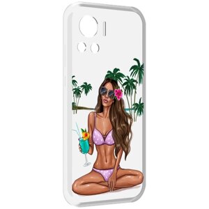 Чехол MyPads Гавайская-девушка женский для Motorola Edge 30 Ultra задняя-панель-накладка-бампер
