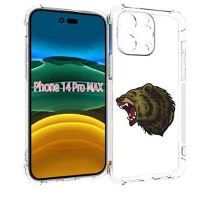 Чехол MyPads Голова-медведь для iPhone 14 Pro Max задняя-панель-накладка-бампер