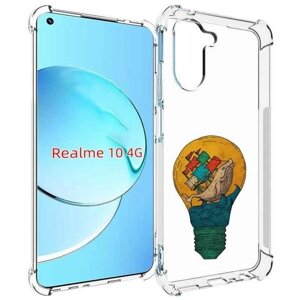 Чехол MyPads кит в лампочке с парусами для Realme 10 задняя-панель-накладка-бампер