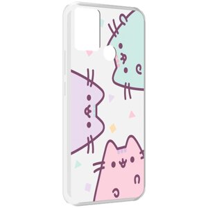 Чехол MyPads котики зеленый фиолетовый розовый женский для Infinix Hot 11 Play задняя-панель-накладка-бампер