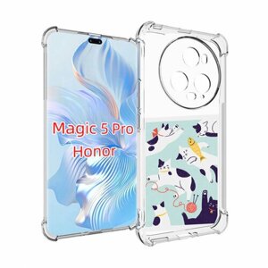 Чехол MyPads коты-с-клубками для Honor Magic 5 Pro задняя-панель-накладка-бампер